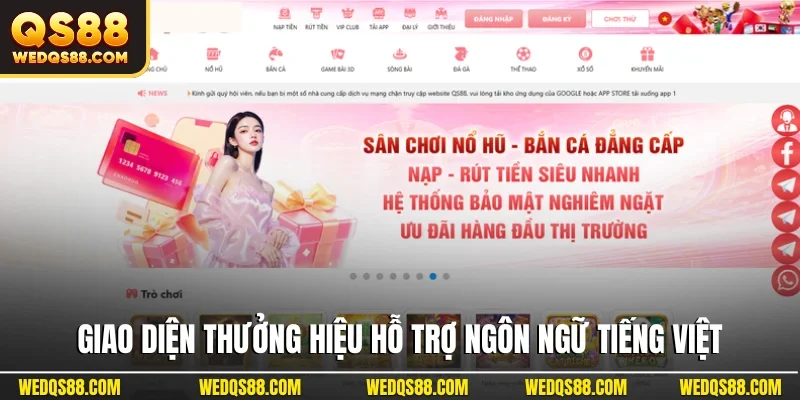 Giao diện thưởng hiệu hỗ trợ ngôn ngữ tiếng Việt