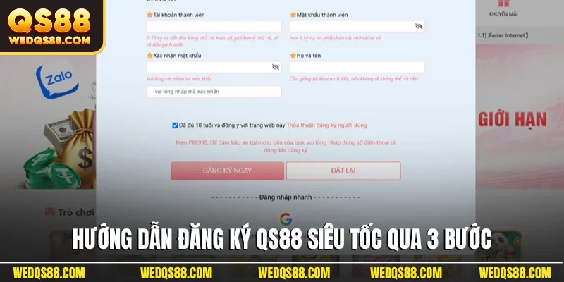 Hướng dẫn đăng ký QS88 siêu tốc qua 3 bước
